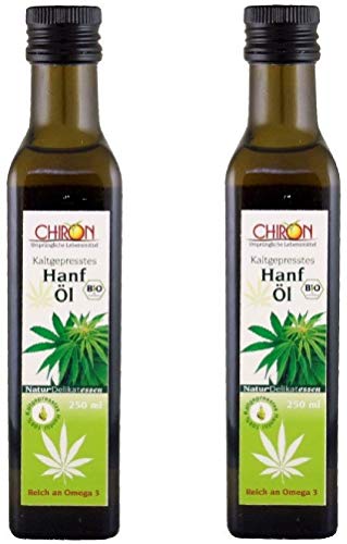 CHIRON Bio Hanföl, reich an Omega 3, naturbelassen - unter 40°C verarbeitet, 2 x 250ml von CHIRON