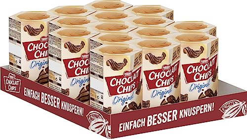 Nestlé CHOCLAIT CHIPS Original, leckere Knusperchips umhüllt mit leckerer Milchschokolade und verfeinert mit Dekorstreifen aus dunkler Schokolade, 15er Pack (15 x 115g) von Choclait Chips
