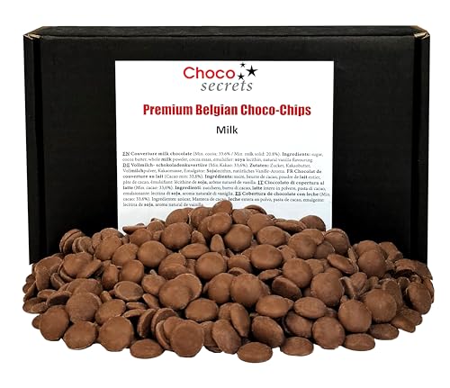 CHOCO SECRETS - 600g Vollmilch - Schokolade für Schokobrunnen - Schokofondue Schokolade - Belgische Kuvertüre für Schokoladenbrunnen - Schoko-Drops - Chocolate Chips - Schokolinsen von CHOCO SECRETS