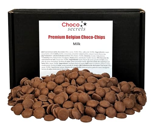 CHOCO SECRETS - 600g Vollmilch Schokolade für Schokobrunnen - Schoko-Fondue Schokolade zum Schmelzen - Chocolate Chips für Schokoladenbrunnen - Belgische Kuvertüre Drops zum Backen - Schoko-Drops CHOCO SECRETS - 600g Vollmilch Schokolade für Schokobrunnen - Schoko-Fondue Schokolade zum Schmelzen - Chocolate Chips für Schokoladenbrunnen - Belgische Kuvertüre Drops zum Backen - Schoko-Drops von CHOCO SECRETS