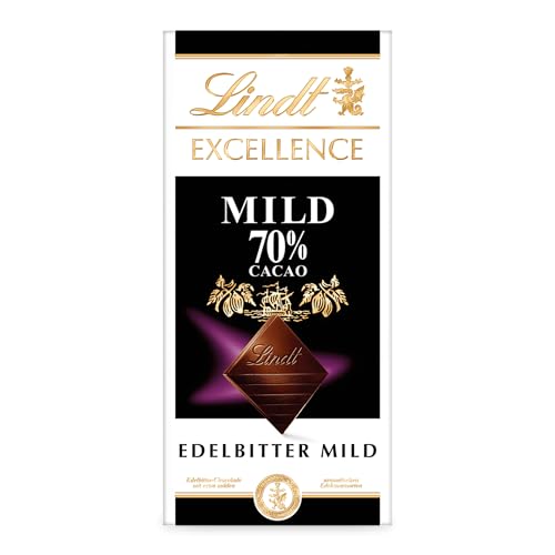 Lindt EXCELLENCE Mild 70 % Kakao - Milde Edelbitter-Schokolade | 100 g Tafel | Extra milde Bitter-Schokolade | Intensiver Kakao-Geschmack | Dunkle Schokolade | Vegane Schokolade | Schokoladengeschenk von Lindt