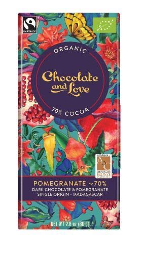 Chocolate And Love Ltd | Chocolate & Love Pomegranate Dark 70% Chocolate & Almond | 3 x 80g (DE) von Chocolate And Love Ltd