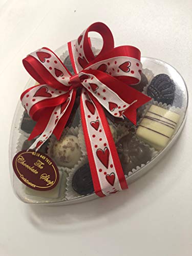 Valentines belgische Schokolade, herzförmig, Acetat-Box, 200 g, 12-13 Pralinen von Chocolate Shop
