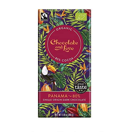 CHOCOLATE AND LOVE Dunkle Schokolade, 80% aus Panama, 80g (12er Pack) von Chocolate and Love
