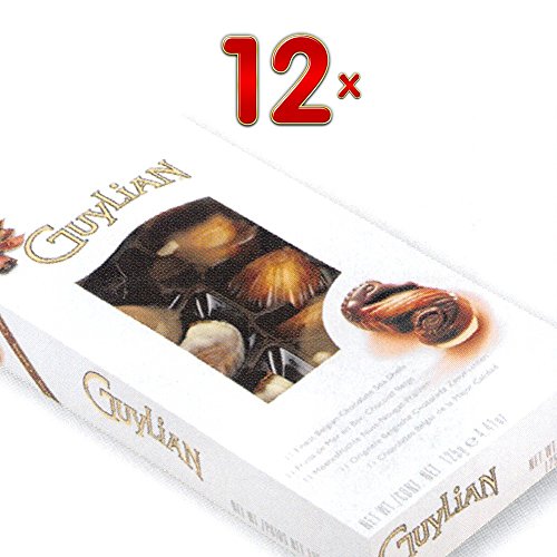GuyLian Fruits de Mer Box 12 x 125g Packung (belgische Schokolade in Muschelform mit Nuss-Nougat-Füllung) von Chocolaterie Guylian