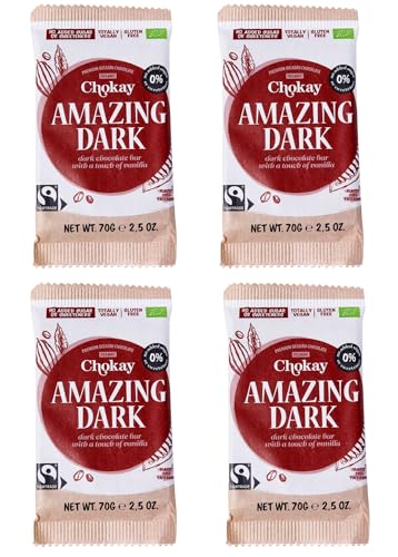Chokay BIO Bar 4er SET - AMAZING DARK/Belgische Zartbitter Schokolade/Ohne Zuckerzusatz, ohne Süßungsmittel/VEGAN, GLUTENFREI & FAIR TRADE / 4x70g Chokay BIO Bar 4er SET - AMAZING DARK/Belgische Zartbitter Schokolade/Ohne Zuckerzusatz, ohne Süßungsmittel/VEGAN, GLUTENFREI & FAIR TRADE / 4x70g von Chokay