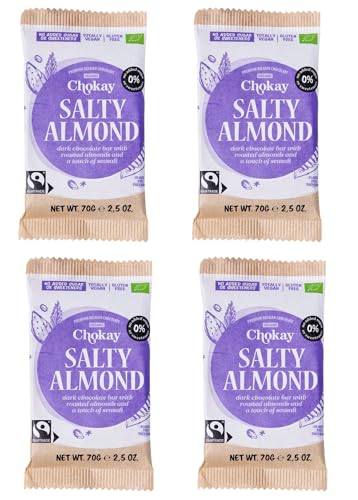 Chokay BIO Bar 4er SET - SALTY ALMOND/Belgische Zartbitter Schoklade mit Mandeln und Meersalz/Ohne Zuckerzusatz, ohne Süßungsmittel/VEGAN, GLUTENFREI & FAIR TRADE / 4x70g Chokay BIO Bar 4er SET - SALTY ALMOND/Belgische Zartbitter Schoklade mit Mandeln und Meersalz/Ohne Zuckerzusatz, ohne Süßungsmittel/VEGAN, GLUTENFREI & FAIR TRADE / 4x70g von Chokay