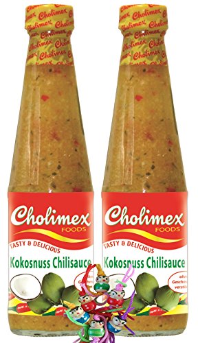 [ 2x 250ml ] CHOLIMEX Kokosnuss Chilisauce / Coconut Chili Sauce + ein kleines Glückspüppchen - Holzpüppchen von Cholimex