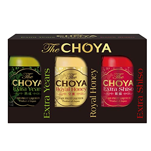 CHOYA Set mit premium Fruchtlikören mit 17% vol. aus Japan - Choya Extra Years, Choya Royal Honey und Choya Extra Shiso, (3 x 50 ml) von Choya