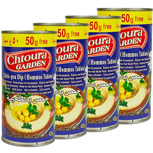 Chtoura Garden - Hummus bi Tahina Kichererbsenpüree im 4er Set á 380 g + 50 g gratis von Chtoura Garden