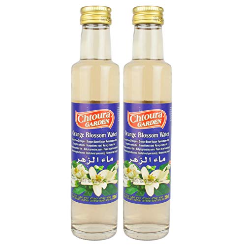 Chtoura Garden - Orientalisches Orangenblütenwasser ideal zum Backen und Kochen - Blütenwasser zur Aromatisierung von Süßspeisen, Backwaren und Getränken im 2er Set á 250 ml Glasflasche von Chtoura Garden
