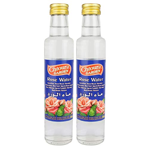 Chtoura Garden - Orientalisches Rosenwasser ideal zum Backen und Kochen - Blütenwasser zur Aromatisierung von Süßspeisen, Backwaren und Getränken im 2er Set á 250 ml Glasflasche von Chtoura Garden