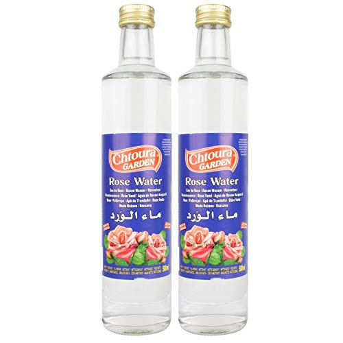 Chtoura Garden - Orientalisches Rosenwasser ideal zum Backen und Kochen - Blütenwasser zur Aromatisierung von Süßspeisen, Backwaren und Getränken im 2er Set á 500 ml Glasflasche von Chtoura Garden
