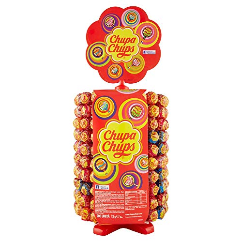 Chupa Chups Carrousel, Best of Lollipops Wheel - 200 Lollipops, 7 verschiedene fruchtige und cremige Geschmacksrichtungen, Süßigkeiten-Display für Partys, im Büro oder als Geschenk von Chupa Chups