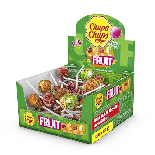 Chupa Chups Fruchtlutscher 50er Display mit einzel EAN-Code, 1er Pack (1 x 600 g) von Chupa Chups