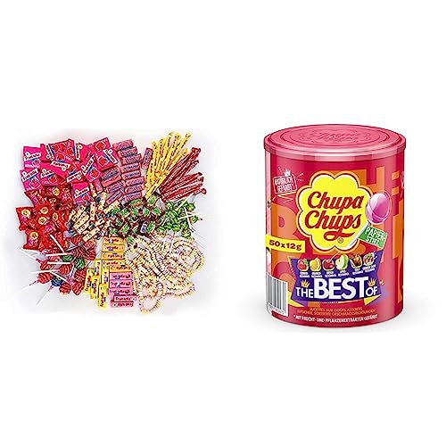 Chupa Chups Kinder Süßigkeiten Mix, 150-teilig mit Lollis & Best of Lutscher-Dose, enthält 50 Lollis in 6 Geschmacksrichtungen wie Cola von Chupa Chups