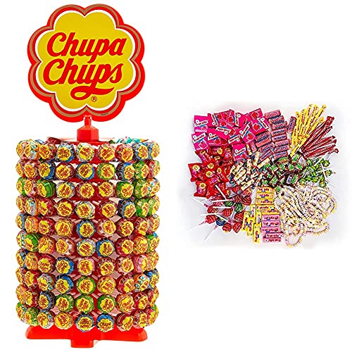 Chupa Chups Lutscher-Rad | 200 Lollies je 12g | Lollipop-Ständer in 6 leckeren Geschmacksrichtungen & Kinder Süßigkeiten Mix, 150-teilig, mit Lollis, Kaugummis von Chupa Chups