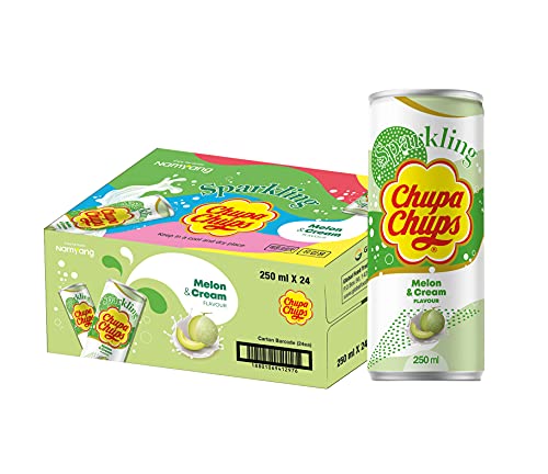 Chupa Chups Sparkling Melon Cream Drink, prickelnde Melonen-Sahne Limonade, 24 Dosen mit Pfand, 24 x 250 ml von Chupa Chups