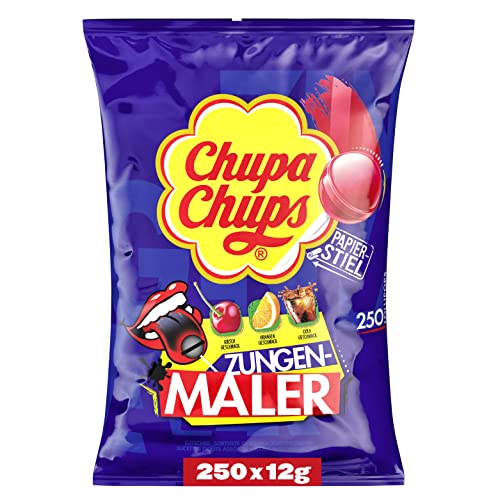 Chupa Chups Zungenmaler Lutscher, Nachfüllbeutel 250 Stück: 25% extra, Färben die Zunge, ohne künstliche Farbstoffe von Chupa Chups