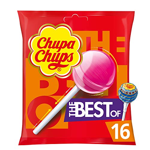 Chupa Chups the Best of mit Geschmack von: Erdbeer-, Apfel-, Cola- und Erdbeermilch 192 g. von Chupa Chups