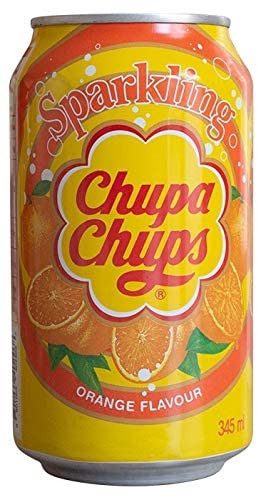 Chupa Chups Sparkling Orange Flavour Soda (24 x 0,345L Dose) EINWEG inkl. gratis FiveStar Kugelschreiber von Chups