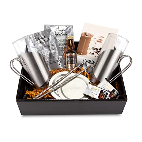 Geschenk Set Lumumba (12-teilig) inkl. Rum, Schokolade, Gläser, Untersetzer, Trinkhalmlöffel für Weihnachten, Silvester, Geburtstag von Römer Präsente