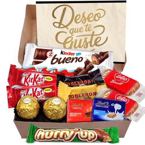 Geschenkbox LINDT + FERRERO mit bis zu 12 Pralinen und Schokoladen Kinder Bueno, Toblerone, Kit Kat, Lotus Biscoff und Hurry Up · Mit Personalisierter Karte Geschenkbox LINDT + FERRERO mit bis zu 12 Pralinen und Schokoladen Kinder Bueno, Toblerone, Kit Kat, Lotus Biscoff und Hurry Up · Mit Personalisierter Karte von Cia&Co