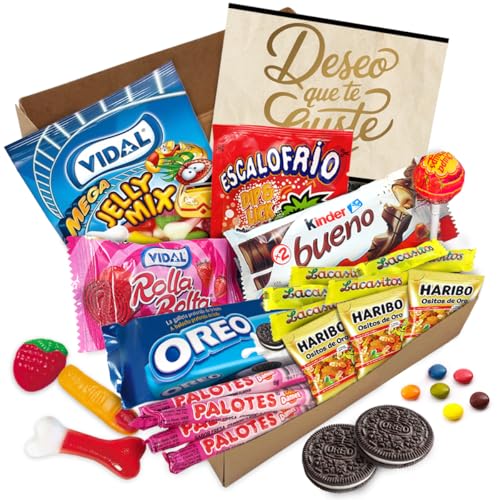 Geschenkbox mit über 20 Kinder-Schokoladen, Oreo-Keksen, ShocoBons, Chupa Chups, Haribo, Palotes, Lacasitos und Mehr · Mit Personalisierter Karte Geschenkbox mit über 20 Kinder-Schokoladen, Oreo-Keksen, ShocoBons, Chupa Chups, Haribo, Palotes, Lacasitos und Mehr · Mit Personalisierter Karte von Cia&Co