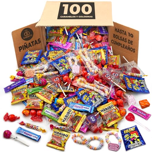 Mega Box 100 Süßigkeiten und Bonbons Cia&Co · Für Geburtstage, Piñatas, Kinderfeste, Weihnachten, Halloween · Bis zu 10 Geburtstagstüten · Individuell Verpackt (BOX 100) von Cia&Co