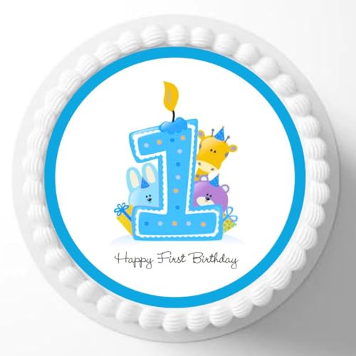 1st First Birthday Boy Edible Premium Stärke Sweetened Vanilla, – Wafer Rice Paper Cake Topper/Decoration von Cian's Cupcake Toppers Ltd