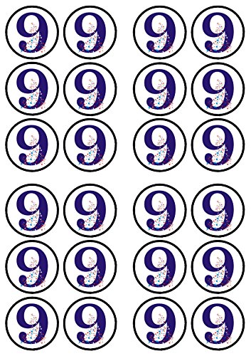24 Nr. 9 Geburtstag Essbar Premium Dicke Vanille gesüßt Oblaten-Reispapier Cupcake Topper/Dekorationen 24 Nr. 9 Geburtstag Essbar Premium Dicke Vanille gesüßt Oblaten-Reispapier Cupcake Topper/Dekorationen von Cian's Cupcake Toppers Ltd