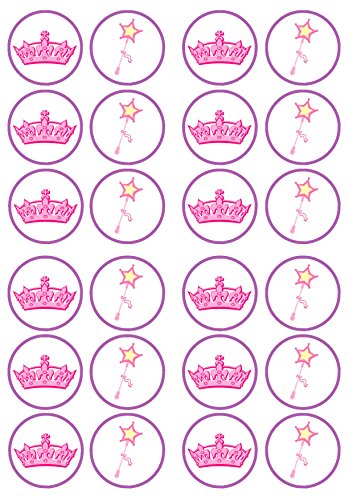 24 Prinzessinnen-Diadem-Zauberstab, essbar, Premium-Dicke, gesüßt, Vanillegeschmack, Reispapier, Cupcake-Topper/Dekorationen 24 Prinzessinnen-Diadem-Zauberstab, essbar, Premium-Dicke, gesüßt, Vanillegeschmack, Reispapier, Cupcake-Topper/Dekorationen von Cian's Cupcake Toppers Ltd