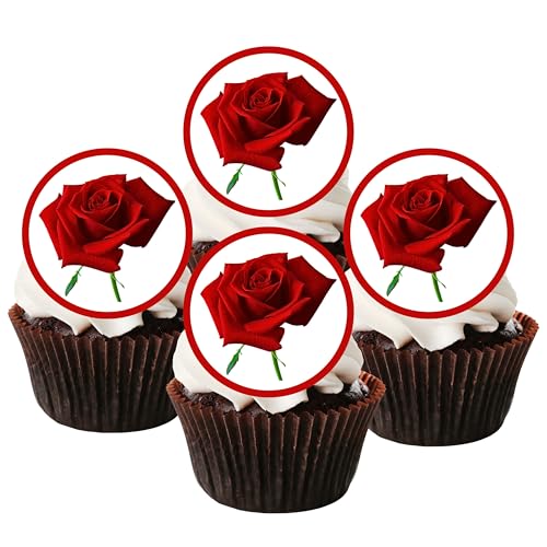 24 Rose Blume essbarem Premium Stärke Süße Vanille, Wafer Reispapier Cupcake Topper/Dekoration 24 Rose Blume essbarem Premium Stärke Süße Vanille, Wafer Reispapier Cupcake Topper/Dekoration von Cian's Cupcake Toppers Ltd