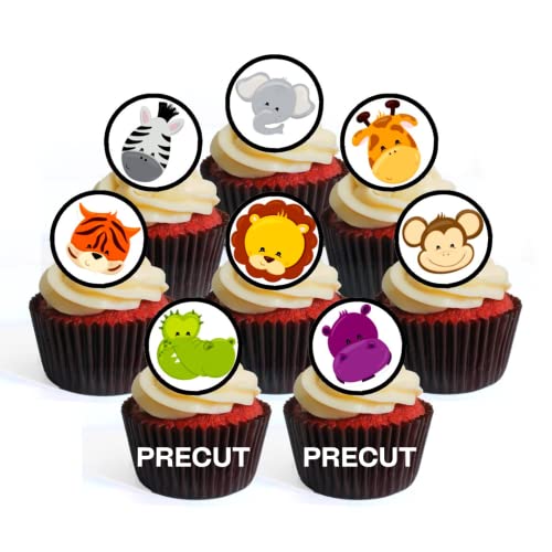 24 essbare Cupcake-Topper mit Dschungel-Tierköpfen, aufrecht stehende Tortendekoration 24 essbare Cupcake-Topper mit Dschungel-Tierköpfen, aufrecht stehende Tortendekoration von Cian's Cupcake Toppers Ltd