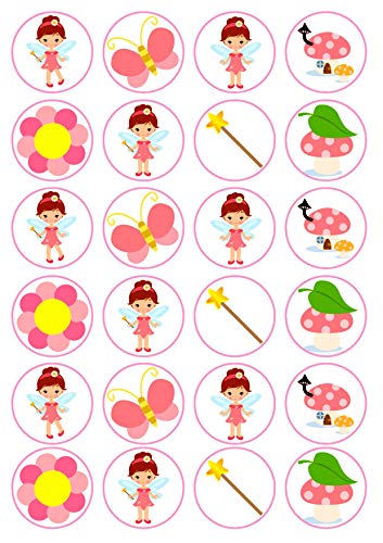 24 essbare Cupcake-Topper mit Feen-Motiv, Pink von Cian's Cupcake Toppers Ltd