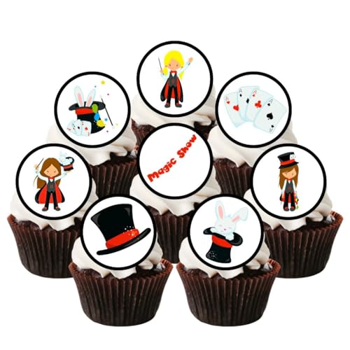 24 essbare Cupcake-Topper mit Magier-Mädchen-Motiv – aufrecht stehende Scheibe aus Oblatenpapier von Cian's Cupcake Toppers Ltd