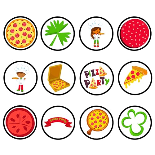 24 essbare Cupcake-Topper mit Pizza-Party-Thema, stehend, Kuchen-Dekoration von Cian's Cupcake Toppers Ltd