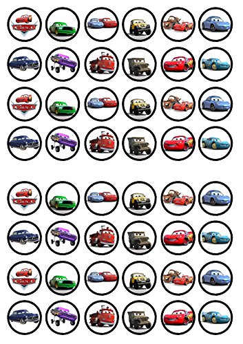 48 Cars, 48 Autos, Essbare PREMIUM Dicke GEZUCKERTE Vanille, Reispapier Mini Cupcake Toppers, Cake Pops, Cookies für Wafer von Cian's Cupcake Toppers Ltd