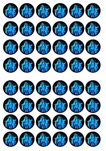 48 Geister, #1 Gruselige Halloween-Cupcake-Topper, essbar, Premium-Dicke, gesüßt, Vanillegeschmack, Reispapier, Mini-Cupcake-Topper, Cake Pops, Cookies von Cian's Cupcake Toppers Ltd