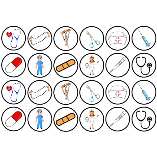 48 Nurses Doctor, Krankenschwestern Doktor, Essbare PREMIUM Dicke GEZUCKERTE Vanille, Reispapier Mini Cupcake Toppers, Cake Pops, Cookies für Wafer von Cian's Cupcake Toppers Ltd