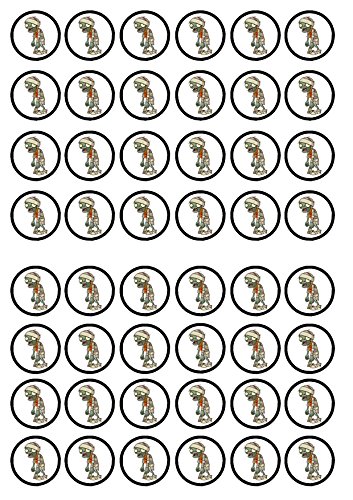 48 Zombie #3 Halloween Gruselige essbare Premium-Dicke gesüßt, Vanille gesüßt, Oblaten Reispapier Mini Cupcake Topper, Cake Pops, Cookies von Cian's Cupcake Toppers Ltd