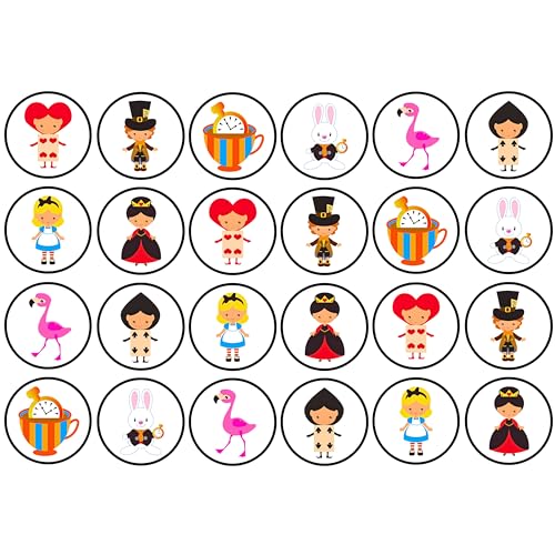 48 essbare Kuchendekorationen aus Esspapier, Motiv: Alice im Wunderland. 48 essbare Kuchendekorationen aus Esspapier, Motiv: Alice im Wunderland. von Cian's Cupcake Toppers Ltd