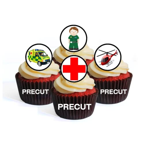Ambulance/Paramedic Edible PREMIUM THICKNESS SWEETENED VANILLA, Wafer Rice Paper Cupcake Toppers/Decorations by Cian's Cupcake Toppers Ltd von Cian's Cupcake Toppers Ltd