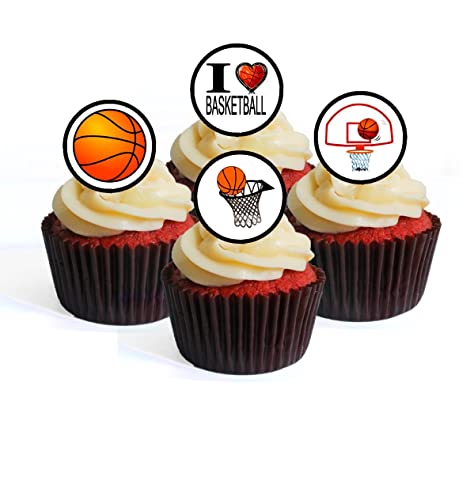 Basketball, Essbare PREMIUM Dicke GEZUCKERTE Vanille, Wafer Reispapier Cupcake Toppers/Dekorationen von Cian's Cupcake Toppers Ltd