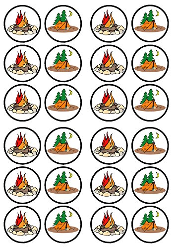 Camping Outdoors Edible PREMIUM THICKNESS SWEETENED VANILLA, Wafer Rice Paper Cupcake Toppers/Decorations by Cian's Cupcake Toppers Ltd von Cian's Cupcake Toppers Ltd