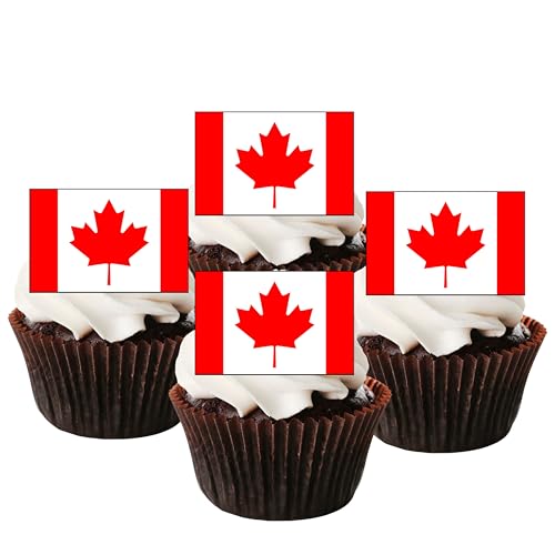 Canadian Canada Flag Edible PREMIUM THICKNESS SWEETENED VANILLA, Wafer Rice Paper Cupcake Toppers/Decorations by Cian's Cupcake Toppers Ltd von Cian's Cupcake Toppers Ltd