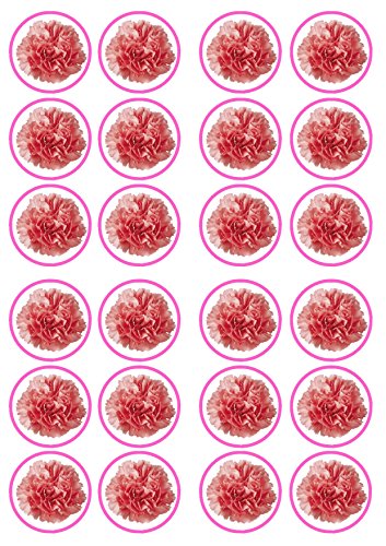 Carnation Flower Edible PREMIUM THICKNESS SWEETENED VANILLA, Wafer Rice Paper Cupcake Toppers/Decorations by Cian's Cupcake Toppers Ltd von Cian's Cupcake Toppers Ltd