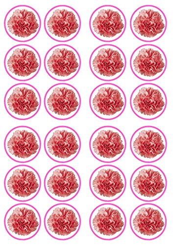 Carnation Flower Edible PREMIUM THICKNESS SWEETENED VANILLA, Wafer Rice Paper Cupcake Toppers/Decorations by Cian's Cupcake Toppers Ltd von Cian's Cupcake Toppers Ltd