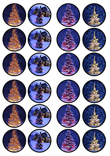 Christmas Tree #1, Weihnachtsbaum, Essbare PREMIUM Dicke GEZUCKERTE Vanille, Wafer Reispapier Cupcake Toppers/Dekorationen von Cian's Cupcake Toppers Ltd