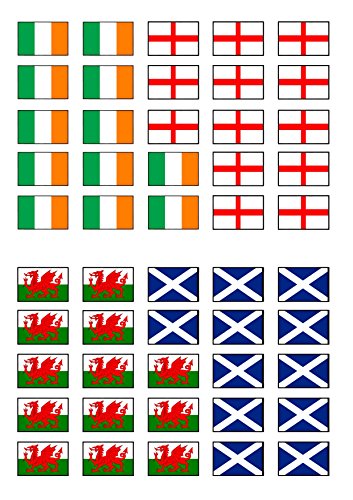 Cupcake-Topper, Motiv: England/Irland/Schottland/Wales-Flagge, essbar, Premium-Dicke, gesüßt, Vanillegeschmack, 50 Stück Cupcake-Topper, Motiv: England/Irland/Schottland/Wales-Flagge, essbar, Premium-Dicke, gesüßt, Vanillegeschmack, 50 Stück von Cian's Cupcake Toppers Ltd
